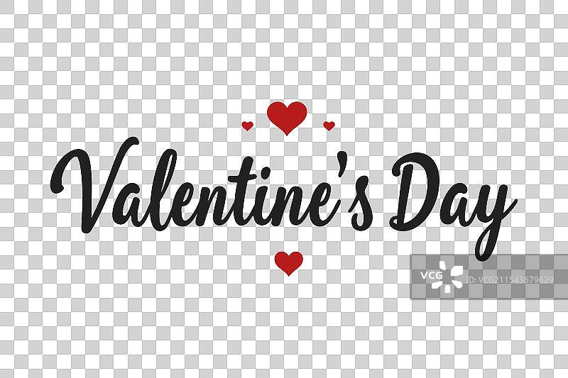 情人节贺卡，手绘文字和心形图案图片素材