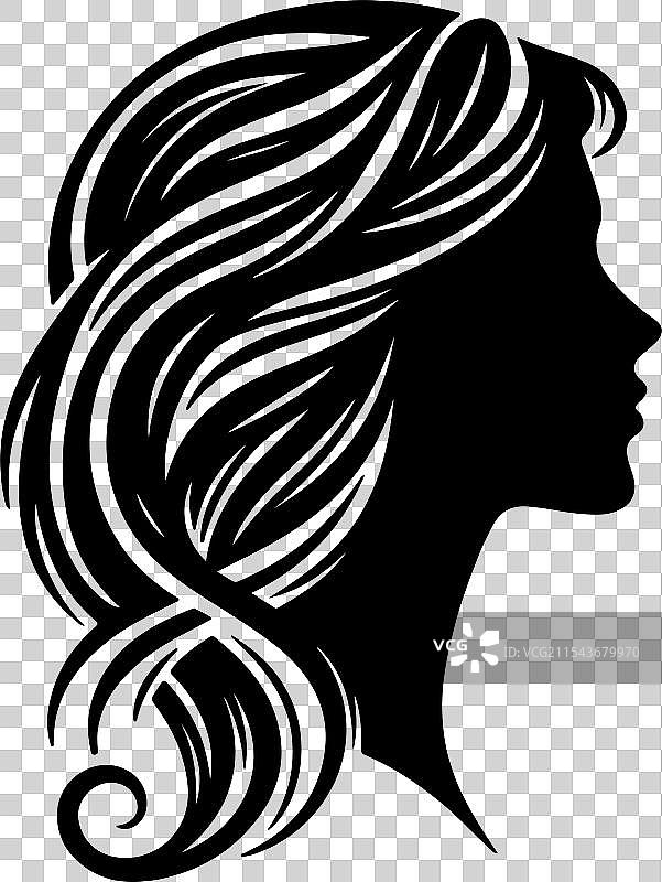 女性头部轮廓用于时尚标志图片素材