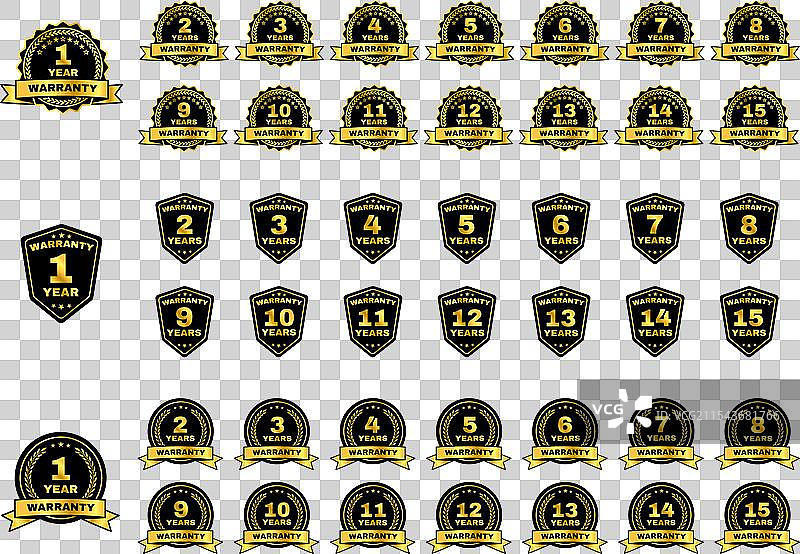 金色保修期贴纸徽章图片素材