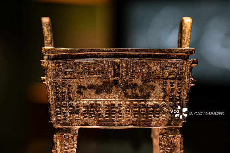 西周 青铜器 员方鼎 西周昭王 上海博物馆 蛇形纹样图片素材