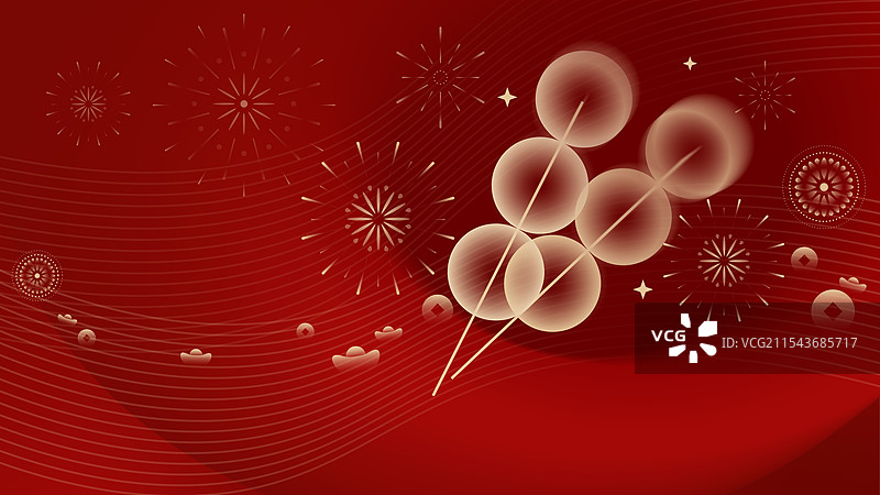 新年春节年俗红色背景金色装饰元素矢量插图之美食糖葫芦图片素材