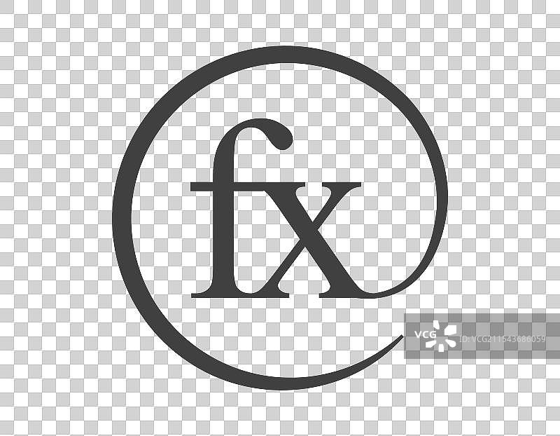 带圆形的两个字母fx的logo设计，适用于电子邮件。图片素材