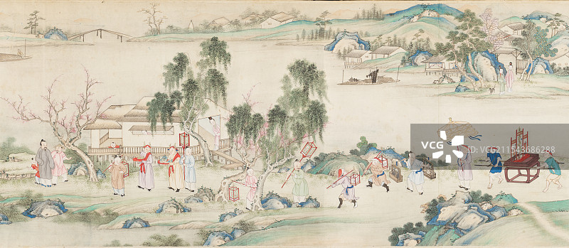 中国古代送亲迎亲民俗风情画，送亲图册，彩礼图片素材