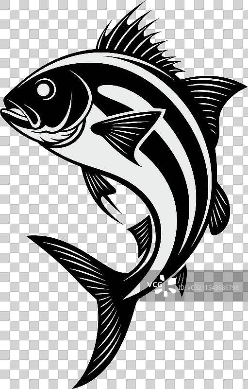 跳跃的鲈鱼剪影图片素材