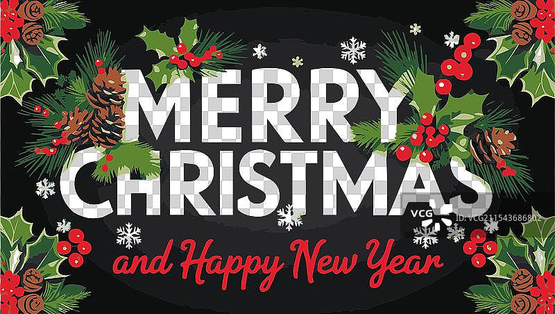 带有槲寄生的圣诞和新年贺卡图片素材