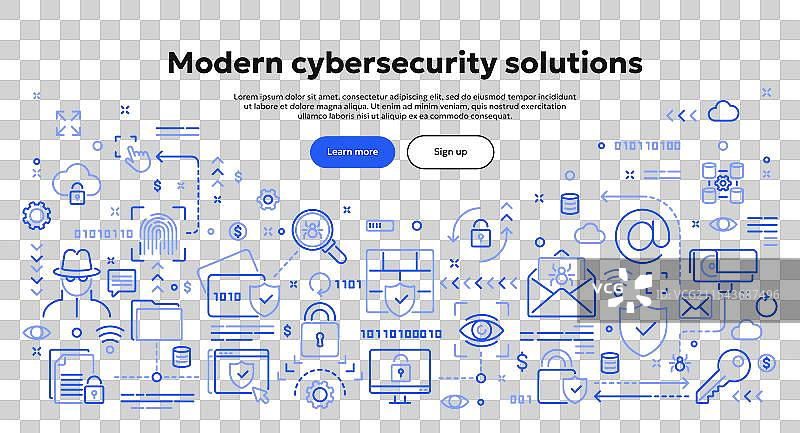 网络安全的线性横幅图片素材