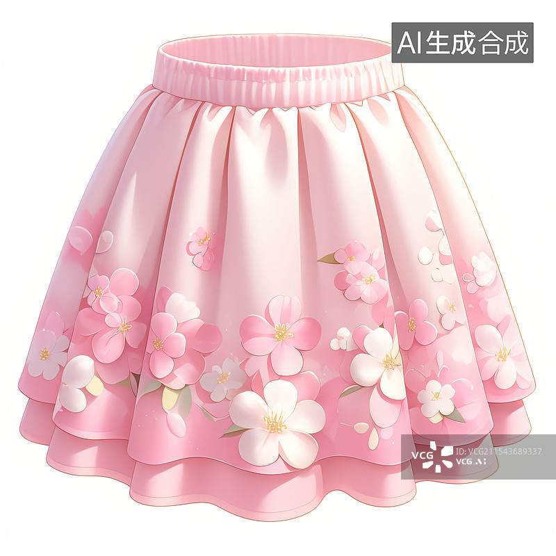 【AI数字艺术】裙子、少女心、公主、花瓣、卡通、C4D图片素材