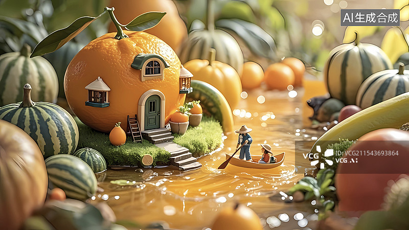 【AI数字艺术】清新微距橙子果园采摘鲜榨橙汁场景图片素材