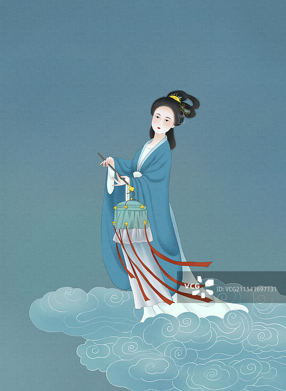 云间仙子古风工笔插画图片素材