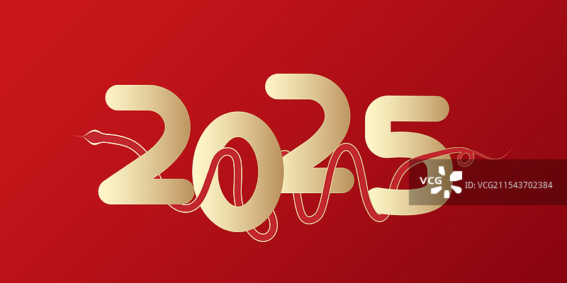 蛇年2025现代简约红色插画素材图片素材