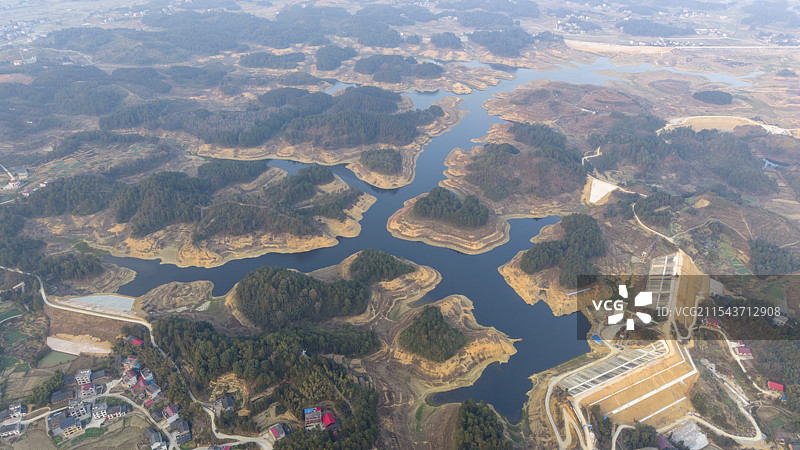 航拍邵阳洞口县超美水库风光图片素材