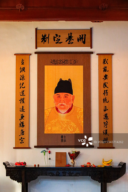 南京明孝陵景区明太祖朱元璋画像图片素材