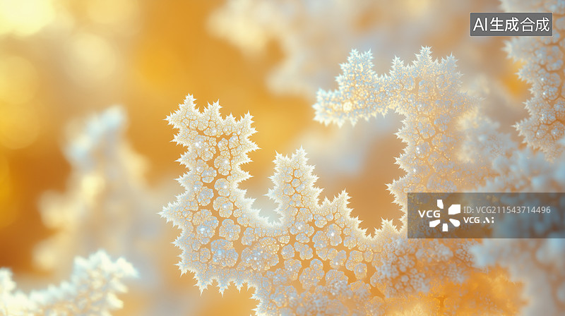 【AI数字艺术】荧光色抽象的丝网状带孔洞的外星植物分形图案3D插画图片素材