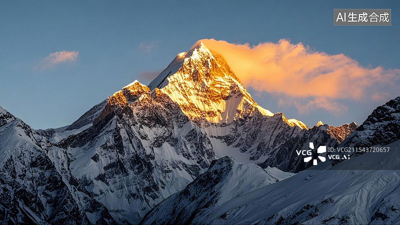 【AI数字艺术】日照金山顶峰图片素材