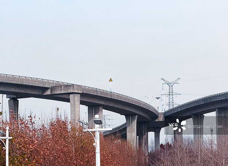 低视角下的高架桥特写图片素材