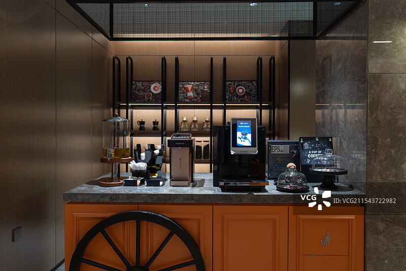 酒店咖啡机特写图片素材