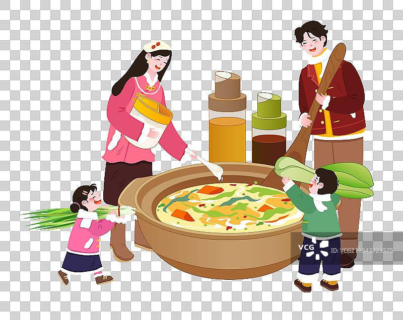 新年春节年俗大年初七正月初七人胜节吃七宝羹人寿年丰插画图片素材