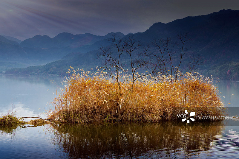 晨曦中的奇墅湖图片素材