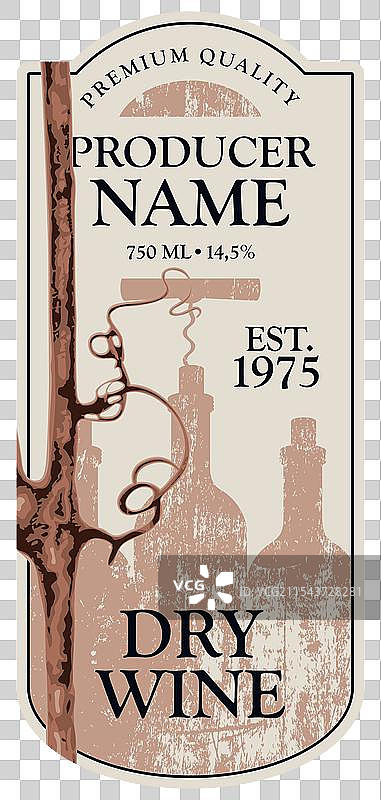 葡萄藤上的葡萄酒标签图片素材