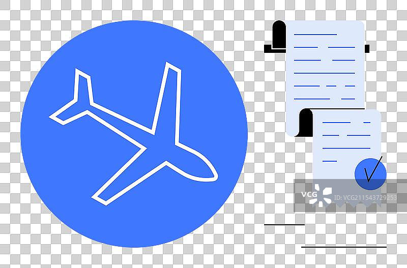 蓝色飞机符号与收据图片素材