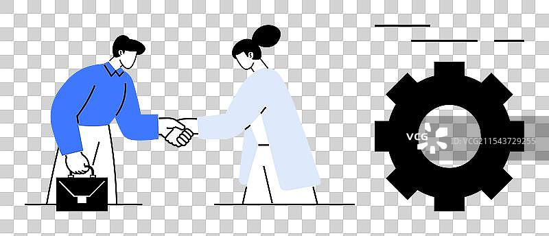 带齿轮符号的商业合作协议图片素材