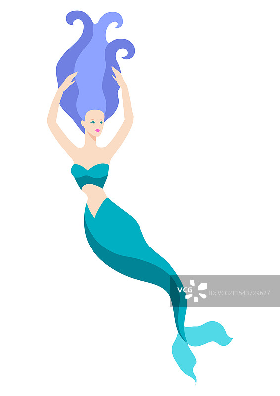 美丽的童话人鱼在水下的图像图片素材