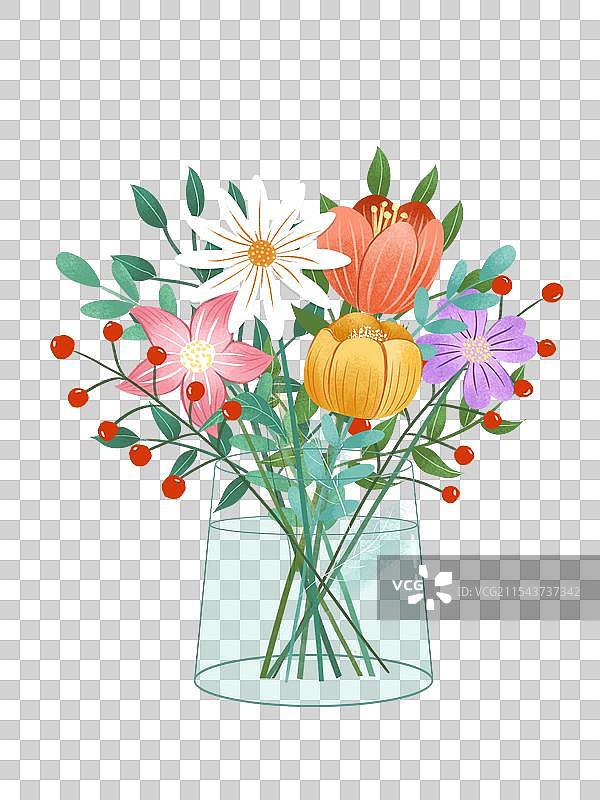 玻璃花瓶花束小清新植物花卉插花图片素材