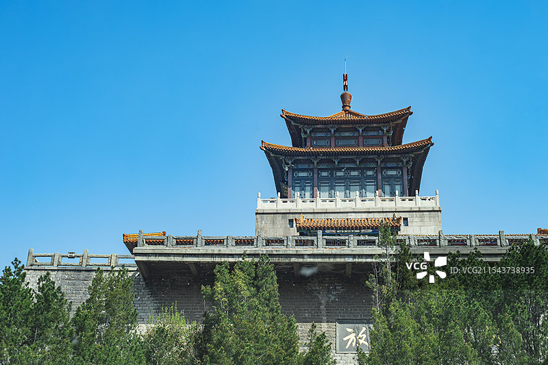 中国5A级旅游景区拍摄主题，山东省济南市著名景点解放阁建筑物，户外白昼无人图像摄影图片素材