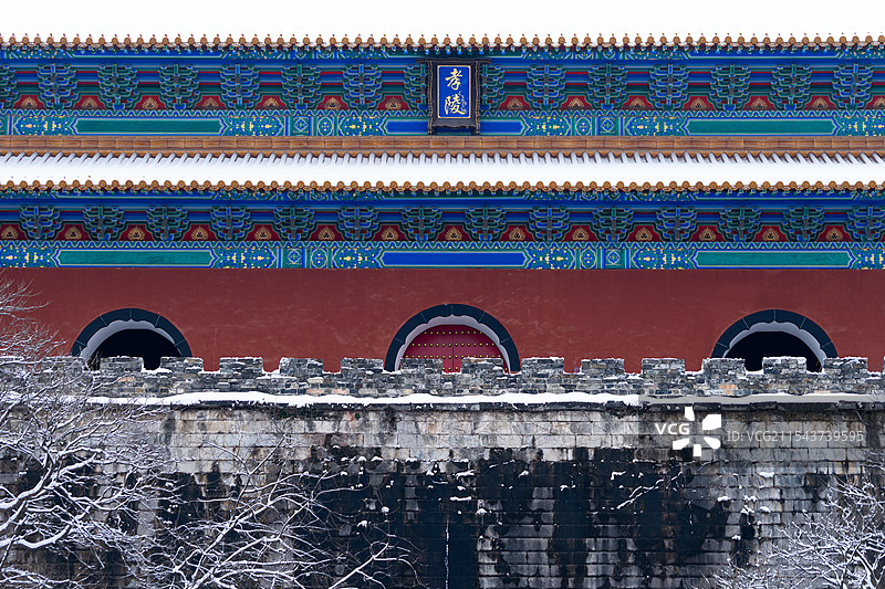 雪后南京明孝陵城楼图片素材