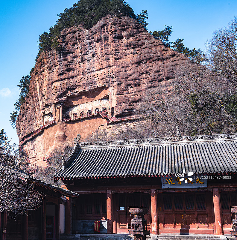 天水麦积山石窟图片素材