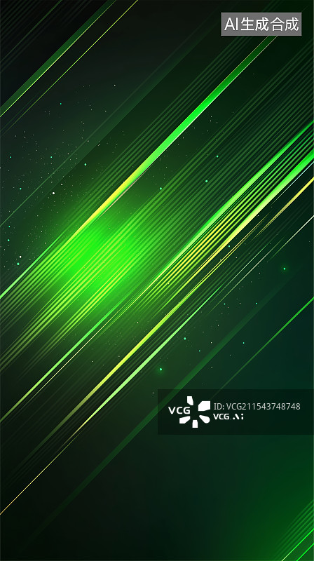 【AI数字艺术】绿色背景下的彩色光线背景图片素材