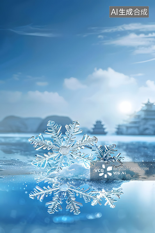 【AI数字艺术】冬天雪花冰晶特写创意背景图片素材
