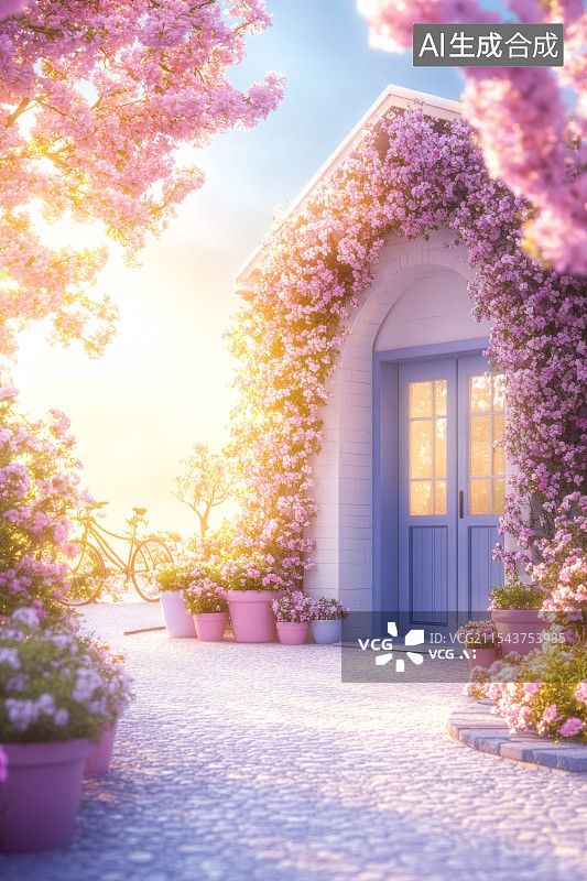 【AI数字艺术】520情人节浪漫花房电商广告背景图片素材