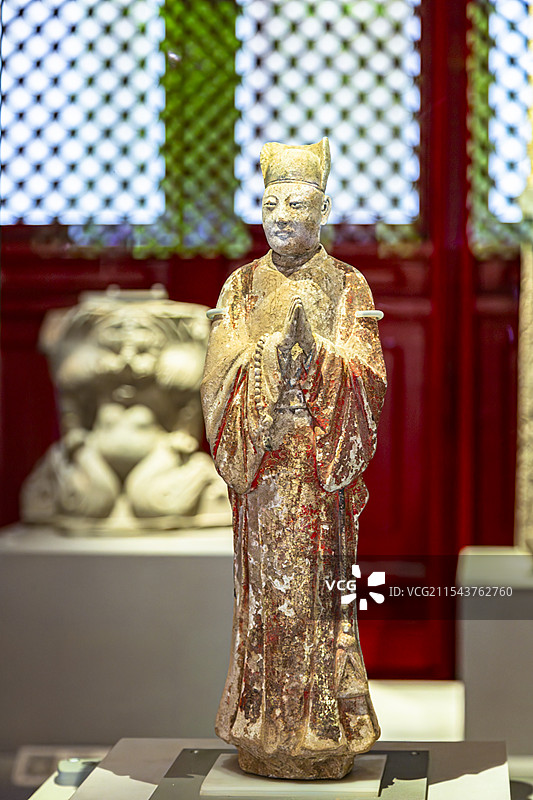 北京故宫博物院寿康宫雕塑馆明朝泥塑彩绘人像图片素材