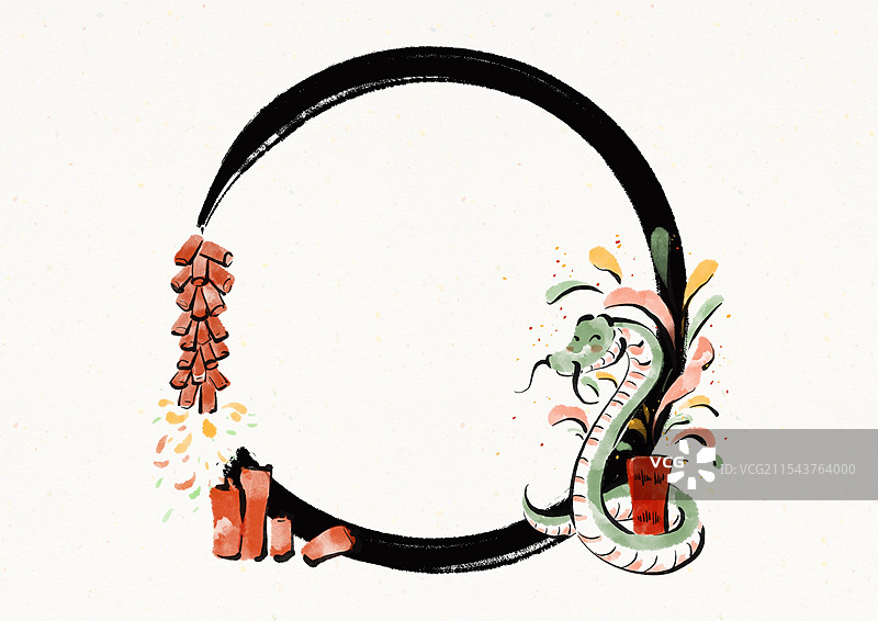 国潮风蛇年插画边框图片素材