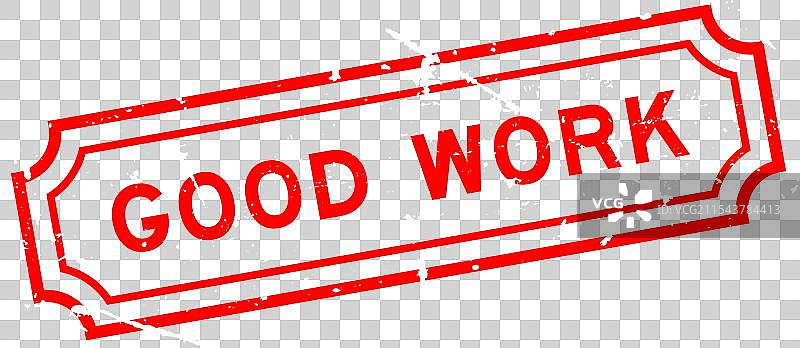 红色磨损风格的“好工作”字样橡胶印章图片素材