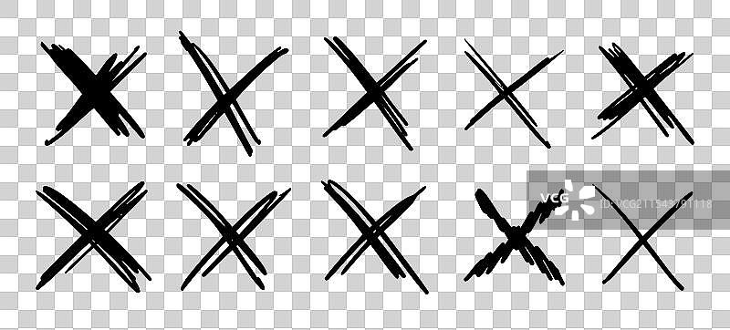 涂鸦涂写的交叉线，用于划掉或标记文本图片素材