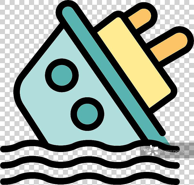 海浪下沉没的船只图标图片素材
