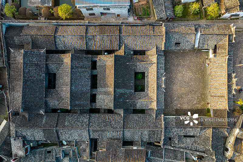 中国福建省龙岩市连城县培田古村航拍图片素材