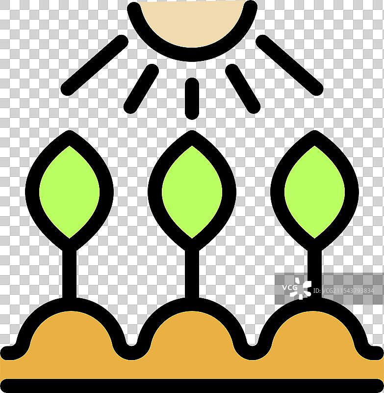 阳光照耀着土壤中生长的植物图标图片素材