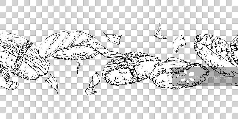 传统日本料理握寿司，配生鱼片图片素材