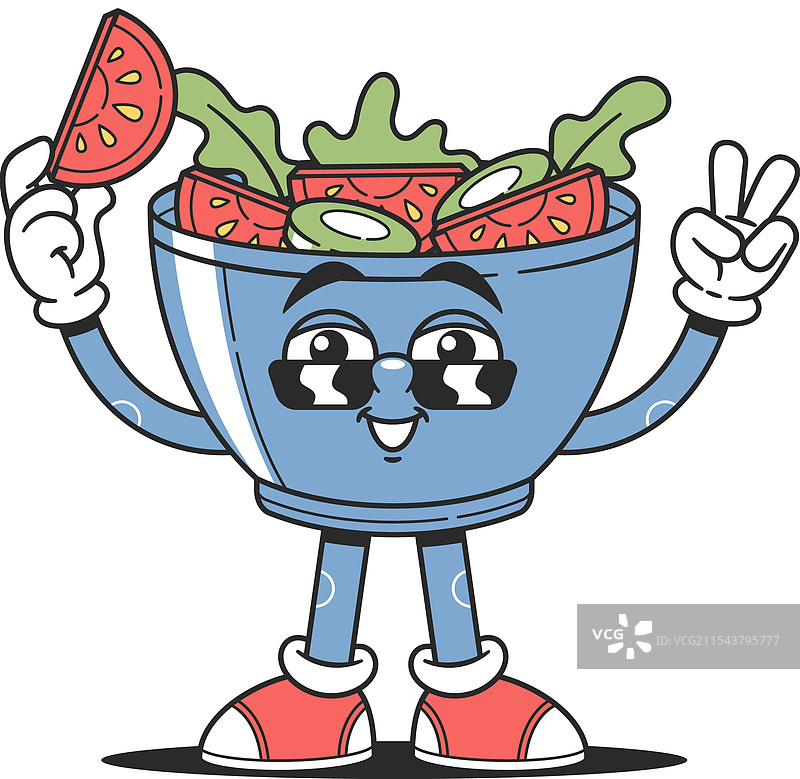 可爱的生鲜沙拉快餐角色图片素材