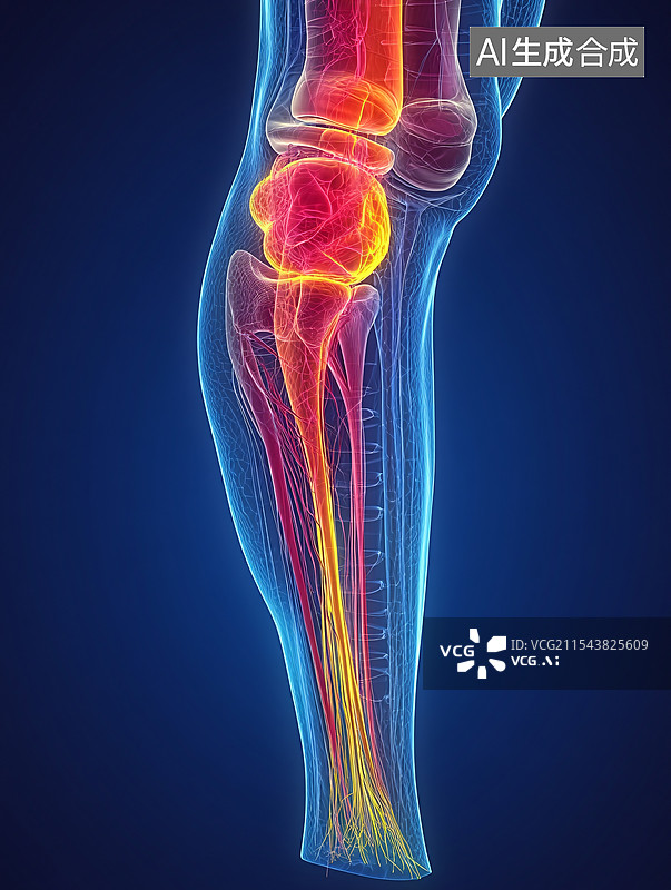 【AI数字艺术】人体膝关节结构图片素材