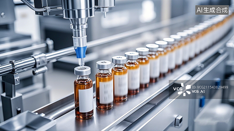 【AI数字艺术】生物医药药品生产流水线图片素材