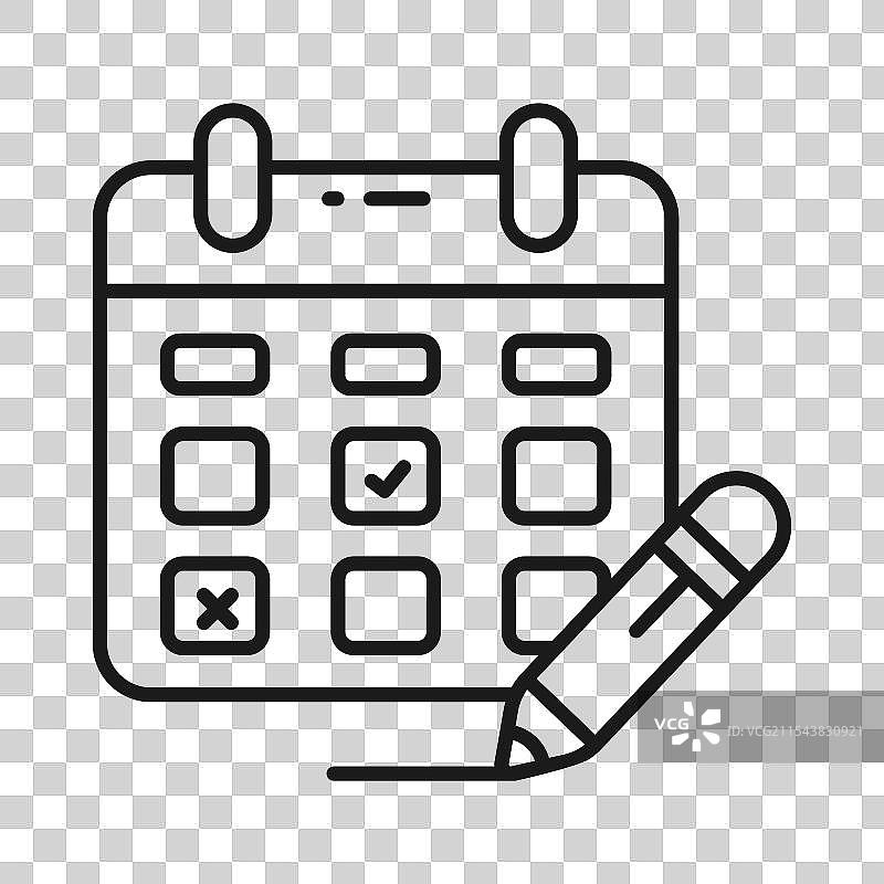 日历上的勾选标记与铅笔描绘图片素材