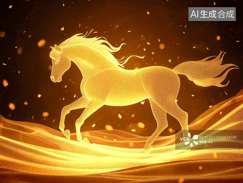 【AI数字艺术】红色背景下的立体折纸马，马年生肖，奋勇向前开工大吉图片素材