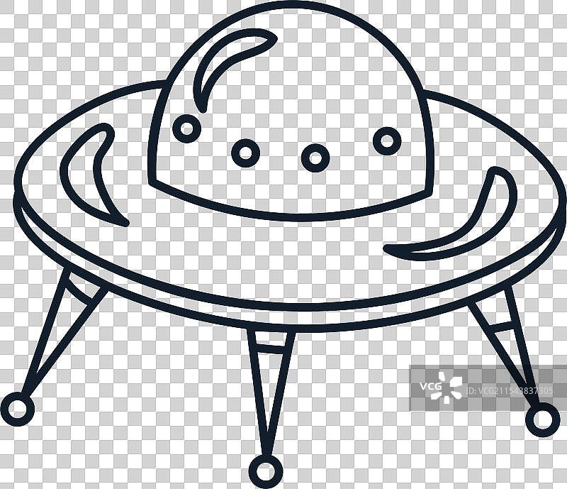 复古未来主义风格的飞碟轮廓图图片素材