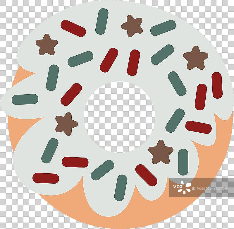 带有糖霜和撒糖的卡通风格甜甜圈图片素材