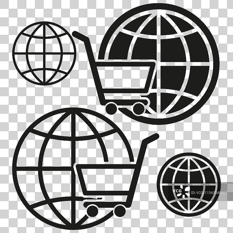 电子商务地球图标购物车符号全球图片素材