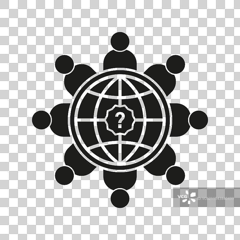 全球会议图标，围绕着问题符号的人们图片素材